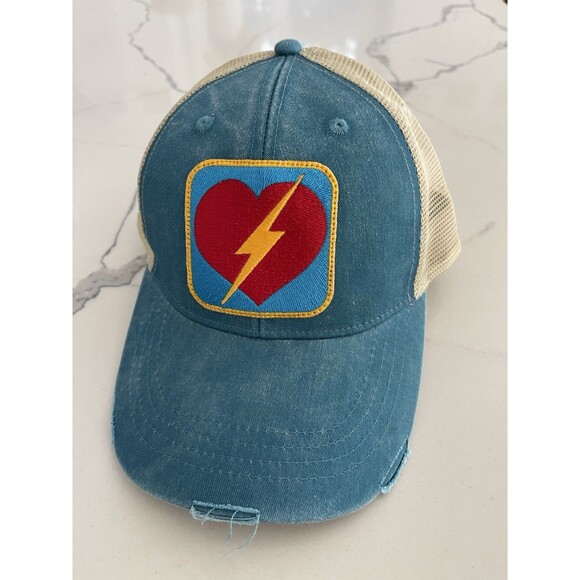 Vintage Lightning Bolt Heart Mesh Baseball Hat Cap Snapback NOT Aviator Nation - Picture 2 of 4